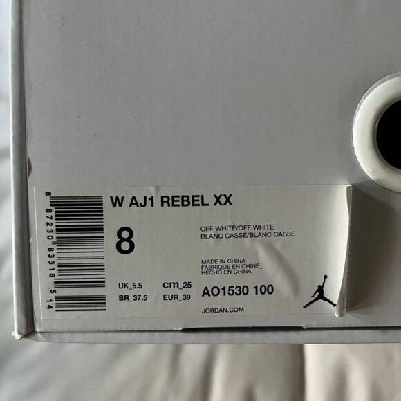 WMNS AIR JORDAN I REBEL XX OFF WHITE Size US 8 UK 5.5 EU 39 - Picture 11 of 16